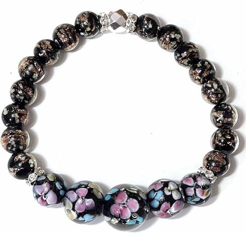 ARTSY Crafts Lily Garden Glow in the Dark Firefly Bead الأساور القلائد، مصنوعة يدويًا في الولايات المتحدة الأمريكية Murano Firefly Glass Jewelry، زهرة مضيئة الخرز حورية البحر كريستال سوار الإسورة in Kuwait