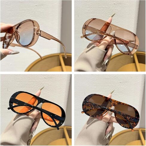 4 Pieces Oversized Aviator Sunglasses for Women Men Trendy 70s Square Sun Glasses Vintage Large Frame Shades in Saudi Arabia