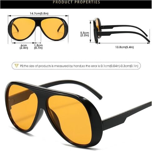 4 Pieces Oversized Aviator Sunglasses for Women Men Trendy 70s Square Sun Glasses Vintage Large Frame Shades in Saudi Arabia
