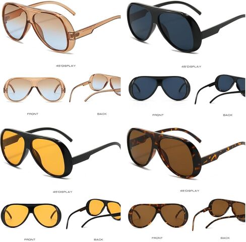4 Pieces Oversized Aviator Sunglasses for Women Men Trendy 70s Square Sun Glasses Vintage Large Frame Shades in Saudi Arabia