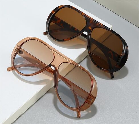 4 Pieces Oversized Aviator Sunglasses for Women Men Trendy 70s Square Sun Glasses Vintage Large Frame Shades in Saudi Arabia