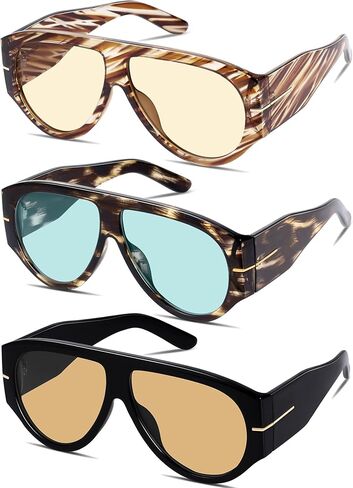 GRFISIA Oversized Retro Aviator Sunglasses for Women Men 70s Thick Frame Trend Vintage Style Shades UV Protection in Kuwait