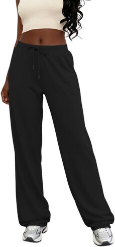 بنطال رياضي نسائي واسع الساق من Ulovmi، مناسب ومريح، برباط مطاطي، بنطال رياضي للركض مع جيوب in Kuwait