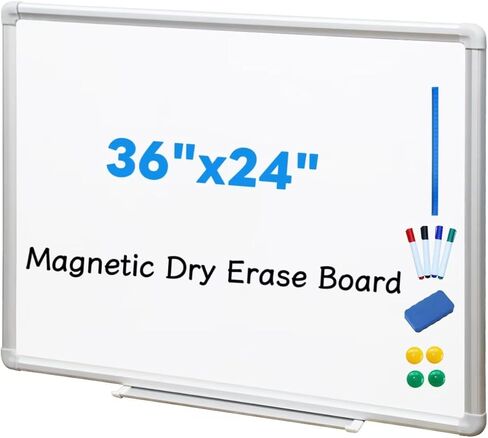 DEVELOP Magnetic White Board Dry Erase, 24 x 36 Inch, Dry Erase Board Aluminum Frame for Wall, Hanging Whiteboard with Detachable Marker Tray for Planning, Kitchen, Memo, School, Home, Office in Saudi Arabia