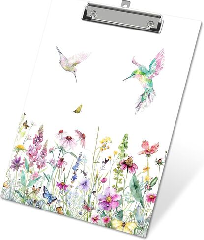 Wild Flower Clipboard, Spring Clipboards with Low Profile Clip for Office School Use, Watercolor Wooden Clip Boards for Nurses Teachers Students - A04 in Saudi Arabia