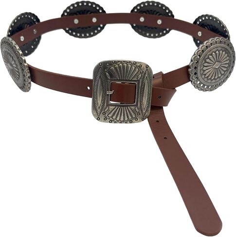 Women's Concho-Waist-Belt Western-Cowboy Wide-Disc-Boho-Belt-Cincher for Jeans Dresses Country Outfits in Saudi Arabia