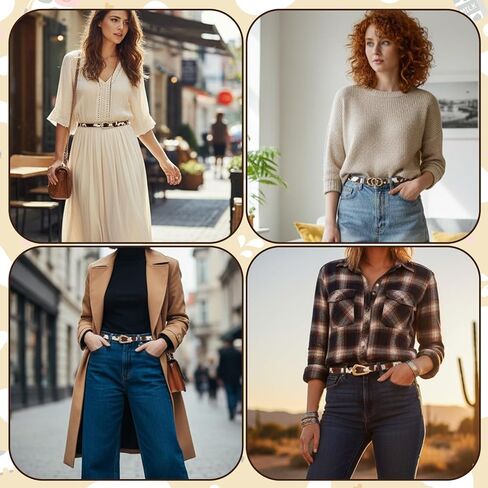 2 PCS Cow Print Belt for Women, Cow Print Belt, Adjustable Cowhide Belts with Western Style, Retro Fashion Accessory for Jeans and Dresses,Set with 44-Inch Length in Kuwait