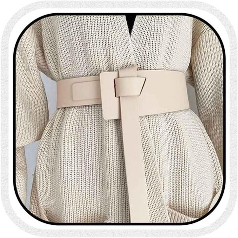 Black Wide Belt Thick Leather Belts Accessories Fashion for Women in Saudi Arabia