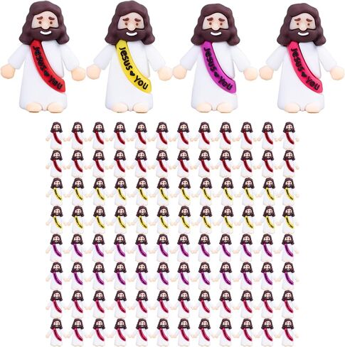 100PCS Bulk Mini Jesus Figurines - Tiny Little Small Religious Toys, Easter Egg Stuffers Fillers & Gifts - Bright Colors in Saudi Arabia