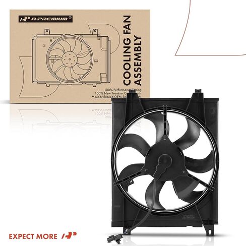 A-Premium Right A/C Condenser Fan Assembly Compatible with Select Kia Models - Spectra 2004-2009, Spectra5 2005-2009, 2.0L - Replace# 977352F000, 977372D500 in Saudi Arabia