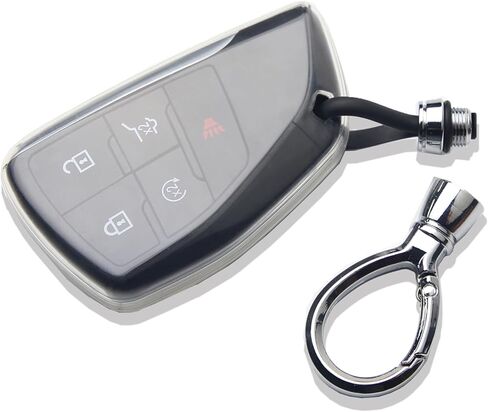 Key Fob Cover for Chevy GMC with Anti-Loss Keychain,Transparent Soft TPU Key Case Shell Full Protection for Terrain Tahoe Suburban Equinox Traverse Yukon Denali Buick Envision(Transparent Black) in Saudi Arabia