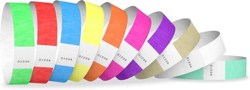 100 WristCo Tyvek Wristbands for Events – 10-Color Variety Pack – Tamper-Proof Design Prevents Reuse – Premium-Grade Bracelets for Hospital & Medical ID, Party, VIP Identification in Kuwait