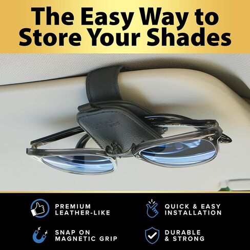 @HomePrep Snug Shades 2-Pack Premium حامل النظارات الشمسية لواقي السيارة | تقنية المشبك المغناطيسي MagnaGrip | تخزين تلقائي آمن وخالي من الخدوش للنظارات والظلال ونظارات القراءة in Saudi Arabia
