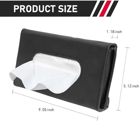 Car Visor Tissue Holder, Upgraded Version Hanging Tissue Holder in Car, Premium PU Leather Paper Napkin Organizer, Universal for Vehicles, Trucks, RVs and More (Black) in Saudi Arabia