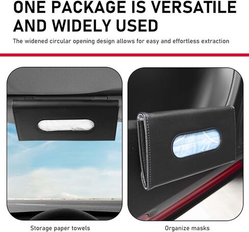Car Visor Tissue Holder, Upgraded Version Hanging Tissue Holder in Car, Premium PU Leather Paper Napkin Organizer, Universal for Vehicles, Trucks, RVs and More (Black) in Saudi Arabia