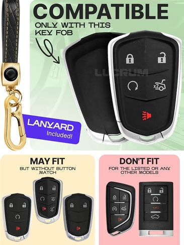 Lucrum Compatible with Cadillac Escalade Key Fob Cover & Leather Keychain, Keyfob Case for ATS CTS DTS SRX STS XTS in Saudi Arabia