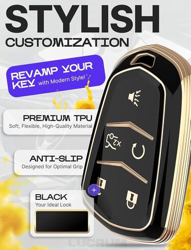 Lucrum Compatible with Cadillac Escalade Key Fob Cover & Leather Keychain, Keyfob Case for ATS CTS DTS SRX STS XTS in Saudi Arabia