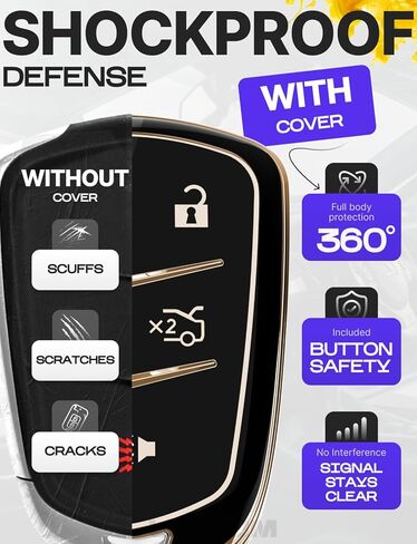 Lucrum Compatible with Cadillac Escalade Key Fob Cover & Leather Keychain, Keyfob Case for ATS CTS DTS SRX STS XTS in Saudi Arabia