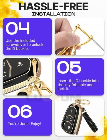 Lucrum Compatible with Cadillac Escalade Key Fob Cover & Leather Keychain, Keyfob Case for ATS CTS DTS SRX STS XTS in Saudi Arabia