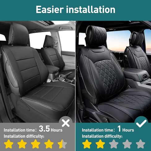 CarQiWireless Rear & Front Seat Covers Full Set 5 pcs for Ford F150 2009-2024 XL XLT Lariat King Ranch Platinum Tremor Crew Cab Pickup for F250 F350 F450 2017-2024 Waterproof Leather Cushion in Kuwait