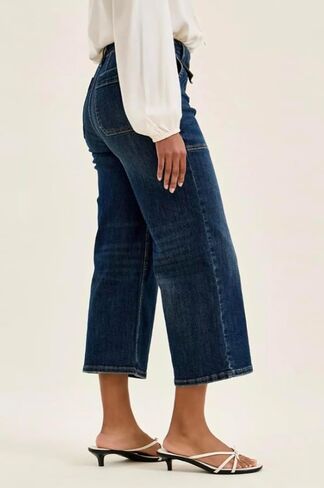 Judy Blue High Rise Wide Leg Cropped Utility Jeans- Ivory Gem in Saudi Arabia