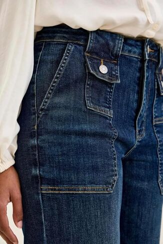 Judy Blue High Rise Wide Leg Cropped Utility Jeans- Ivory Gem in Saudi Arabia