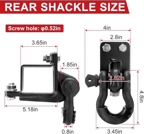 مجموعة الأغلال الخلفية على شكل حرف D متوافقة مع Toyota Tacoma 2WD 4WD 2024 2025 تناسب الأغلال بقطر دبوس 7/8 بوصة مع أجهزة عازلة مطاطية in Kuwait