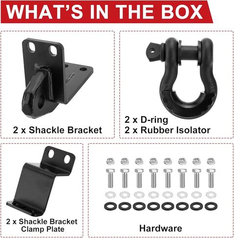 مجموعة الأغلال الخلفية على شكل حرف D متوافقة مع Toyota Tacoma 2WD 4WD 2024 2025 تناسب الأغلال بقطر دبوس 7/8 بوصة مع أجهزة عازلة مطاطية in Kuwait