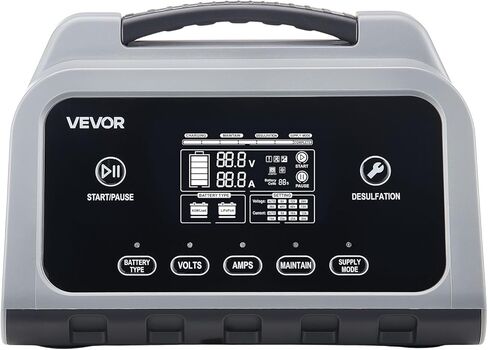 VEVOR Smart Battery Charger, 25A, 6V 12V 24V Lithium LiFePO4 Lead-Acid (Gel/AGM) Car Battery Charger, with LCD Display, Trickle Charging Maintainer Desulfator, for Car, Boat, Motorcycle, Lawn Mowers in Saudi Arabia