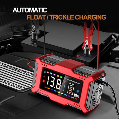 Car Battery Charger 10A with Large LCD Display for 12V Lead Acid & 14.6V LiFePO₄, Automatic Battery Maintainer, Trickle Charger, Desulfator, AGM/Gel/SLA Charger for Cars Trucks Motorcycles Boats in Saudi Arabia