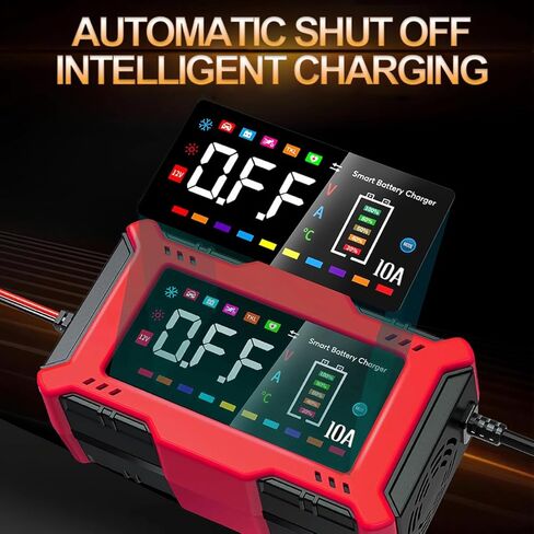 Car Battery Charger 10A with Large LCD Display for 12V Lead Acid & 14.6V LiFePO₄, Automatic Battery Maintainer, Trickle Charger, Desulfator, AGM/Gel/SLA Charger for Cars Trucks Motorcycles Boats in Saudi Arabia