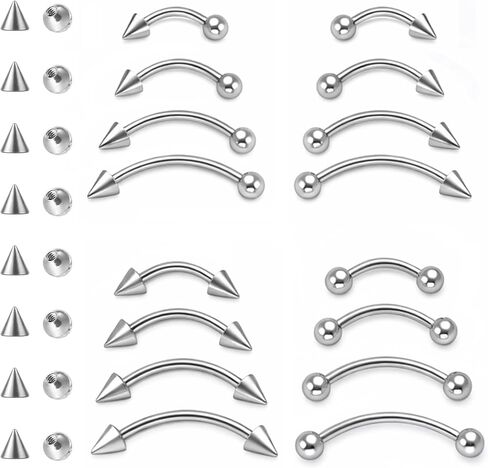 16 Pcs Eyebrow Piercing Jewelry - Curved Barbell Eyebrow Piercing - 16G 6mm 8mm 10mm 12mm Body Jewelry For Women And Men in Saudi Arabia