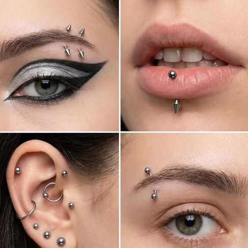 16 Pcs Eyebrow Piercing Jewelry - Curved Barbell Eyebrow Piercing - 16G 6mm 8mm 10mm 12mm Body Jewelry For Women And Men in Saudi Arabia