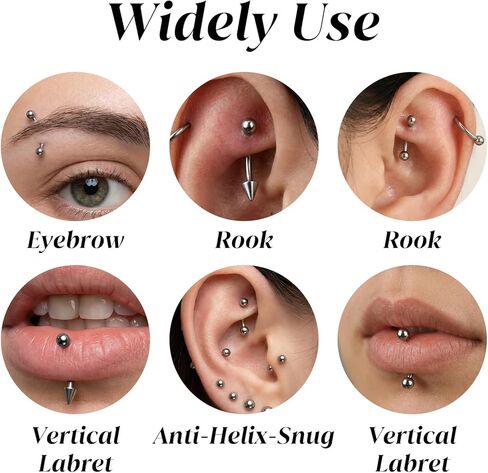 16 Pcs Eyebrow Piercing Jewelry - Curved Barbell Eyebrow Piercing - 16G 6mm 8mm 10mm 12mm Body Jewelry For Women And Men in Saudi Arabia