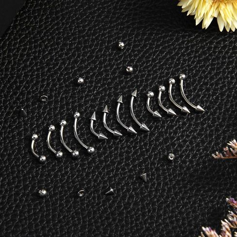 16 Pcs Eyebrow Piercing Jewelry - Curved Barbell Eyebrow Piercing - 16G 6mm 8mm 10mm 12mm Body Jewelry For Women And Men in Saudi Arabia