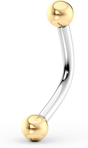 Lavari Jewelers 16 Gauge Curved Barbell Eyebrow Stud for Women I 14k Yellow Gold and Titanium Stud Ring I Unisex Hypoallergenic Piercing Jewelry I 16G Body Piercing Jewelry for Men in Saudi Arabia