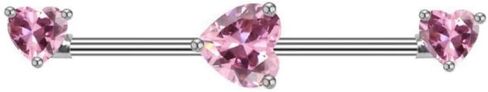 14G Pink CZ Heart Industrial Barbell Cartilage Earrings 316L Surgical Steel Industrial Piercing Jewelry 38mm Industrial Bar for Women in Saudi Arabia