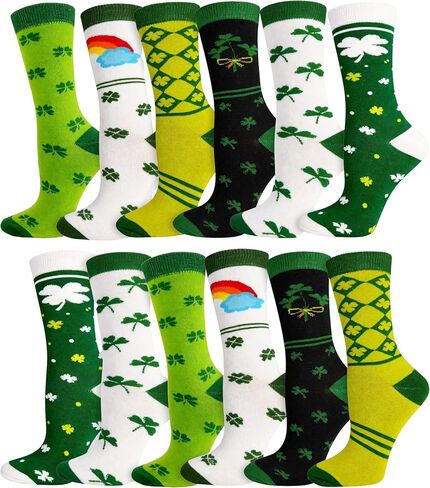 Winterlace St Patrick's Day Socks, 12 Pairs Womens, Novelty Lucky Charm Shamrock Ireland Green in Saudi Arabia