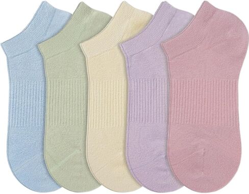 Ultra Thin Ankle Socks for Women, 5 Pairs Bamboo Rayon Low Cut Breathable Seamless Lightweight Pastal Colors Soft Socks in Saudi Arabia