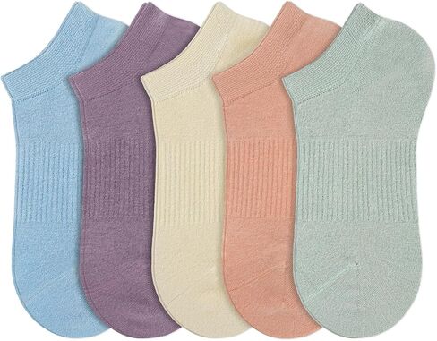 Ultra Thin Ankle Socks for Women, 5 Pairs Bamboo Rayon Low Cut Breathable Seamless Lightweight Pastal Colors Soft Socks in Saudi Arabia