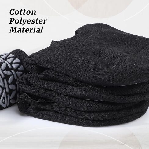 Pengxiaomei 4 Pairs Black Yoga Socks for Women, Non Slip Grip Socks Pilates Sock with Toes for Ballet Yoga Pilates Women's Fitness Gift in Kuwait