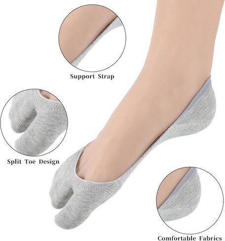 4 Pairs Cotton Tabi Sock Flip Flop Socks Unisex Split Toe Tabi Split Toe Socks Low Cut Splits Toes Cotton No Show Sock for Flip Flop Geta Sneaker Loafer Boat Shoes Flats in Saudi Arabia