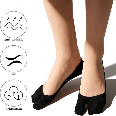 4 Pairs Cotton Tabi Sock Flip Flop Socks Unisex Split Toe Tabi Split Toe Socks Low Cut Splits Toes Cotton No Show Sock for Flip Flop Geta Sneaker Loafer Boat Shoes Flats in Saudi Arabia