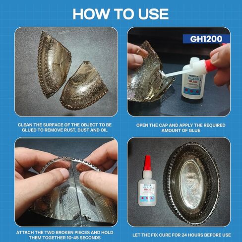 GH1200 (2-in-1) Super Glue for Glass, Controlled Application with Fine Brush & Nozzle, Fast Setting Formula, Stain & Spot Free Glass Glue Clear Repair Heavy Duty, Waterproof and Heat Tolerant in Kuwait