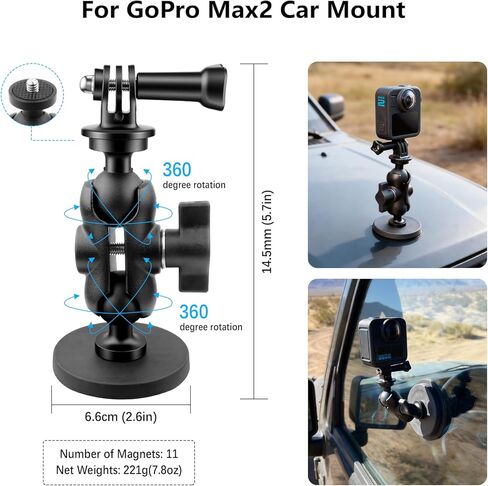 مجموعة ملحقات 60 في 1 متوافقة مع كاميرا GoPro Max 2 مع حافظة مقاومة للماء بطول 70 مترًا، وواقي شاشة من الزجاج المقسى، ومقبض بوبر عائم، وحقيبة حمل كبيرة، تثبت على الصدر/الرأس/المقود (بحد أقصى 2) in Kuwait