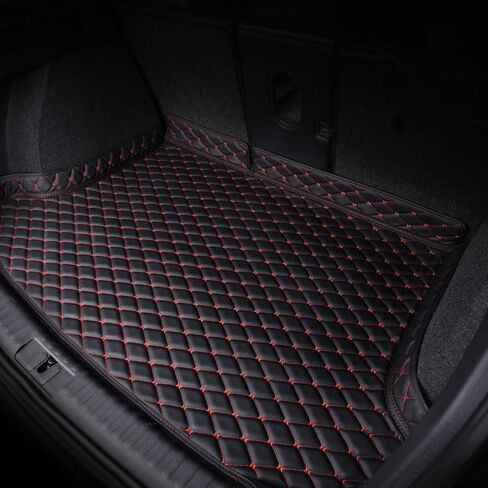 Leather Trunk Cargo Mat for Hyundai Genesis G80 2016-2024, Water Resistant Scratch-Resistant Full-Cover Protection Car Cargo Liner for Cars, SUVs & Trucks,C Black+Red in Saudi Arabia