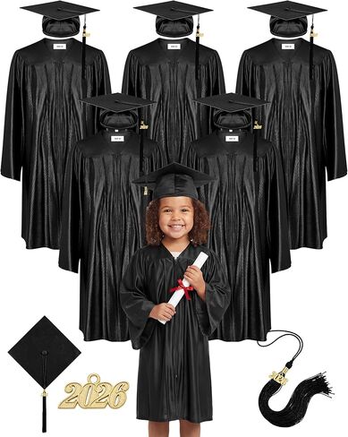 Xuhal 6 Set Preschool Graduation Cap and Gown Set Kindergarten Grad Gowns Children Graduation Cap with 2025 Grad Tassel in Kuwait