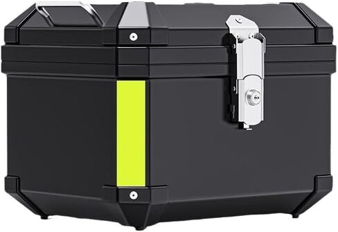 حقيبة علوية للدراجات النارية العالمية مع قفل - صندوق تخزين الأمتعة مقاوم للماء والغبار من البولي بروبيلين - متين وعاكس وآمن - صندوق خلفي للرياضات القوية، 45 لتر أسود in Kuwait