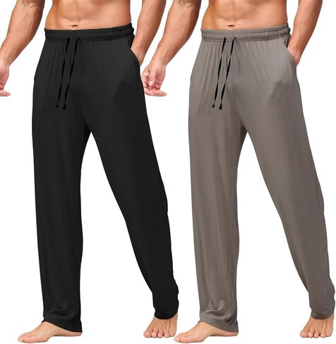 AMY COULEE Mens Pajama Bottoms, Lightweight Sleep Lounge Pants for Men, Soft Comfy Pjs Pants with Pockets in Kuwait