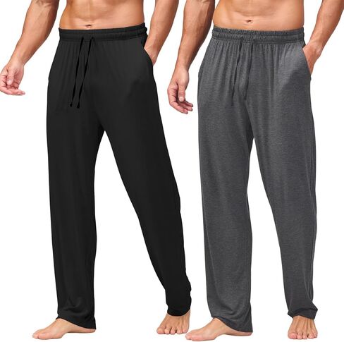 AMY COULEE Mens Pajama Bottoms, Lightweight Sleep Lounge Pants for Men, Soft Comfy Pjs Pants with Pockets in Kuwait